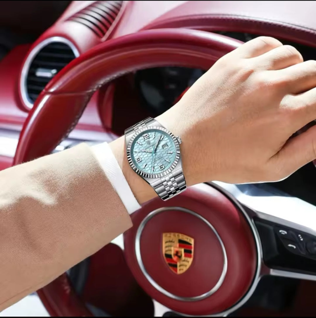 POEDAGAR High Quality Original Men Clock Waterproof Luminos Date Luxury Man Watch Stainless Steel Qaurtz Men's Watches+Box