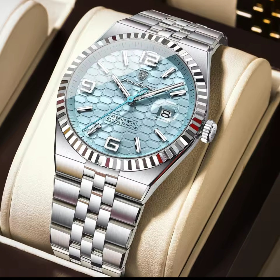 POEDAGAR High Quality Original Men Clock Waterproof Luminos Date Luxury Man Watch Stainless Steel Qaurtz Men's Watches+Box