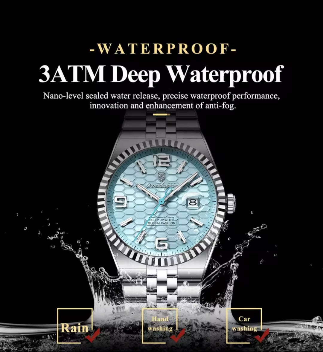 POEDAGAR High Quality Original Men Clock Waterproof Luminos Date Luxury Man Watch Stainless Steel Qaurtz Men's Watches+Box