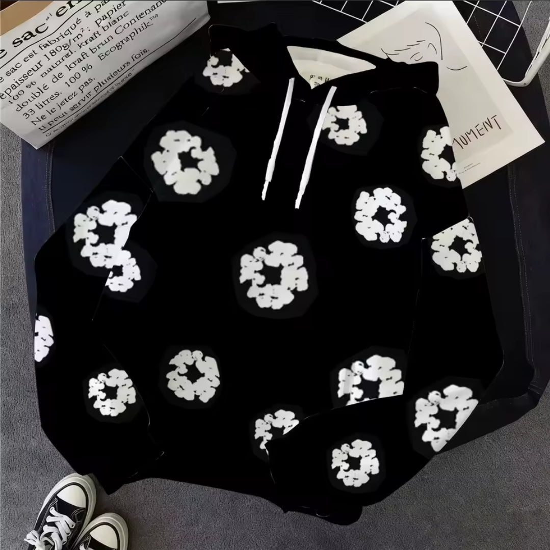 D.T Main Line White Cotton Foaming Hoodie – Unisex Casual Pullover