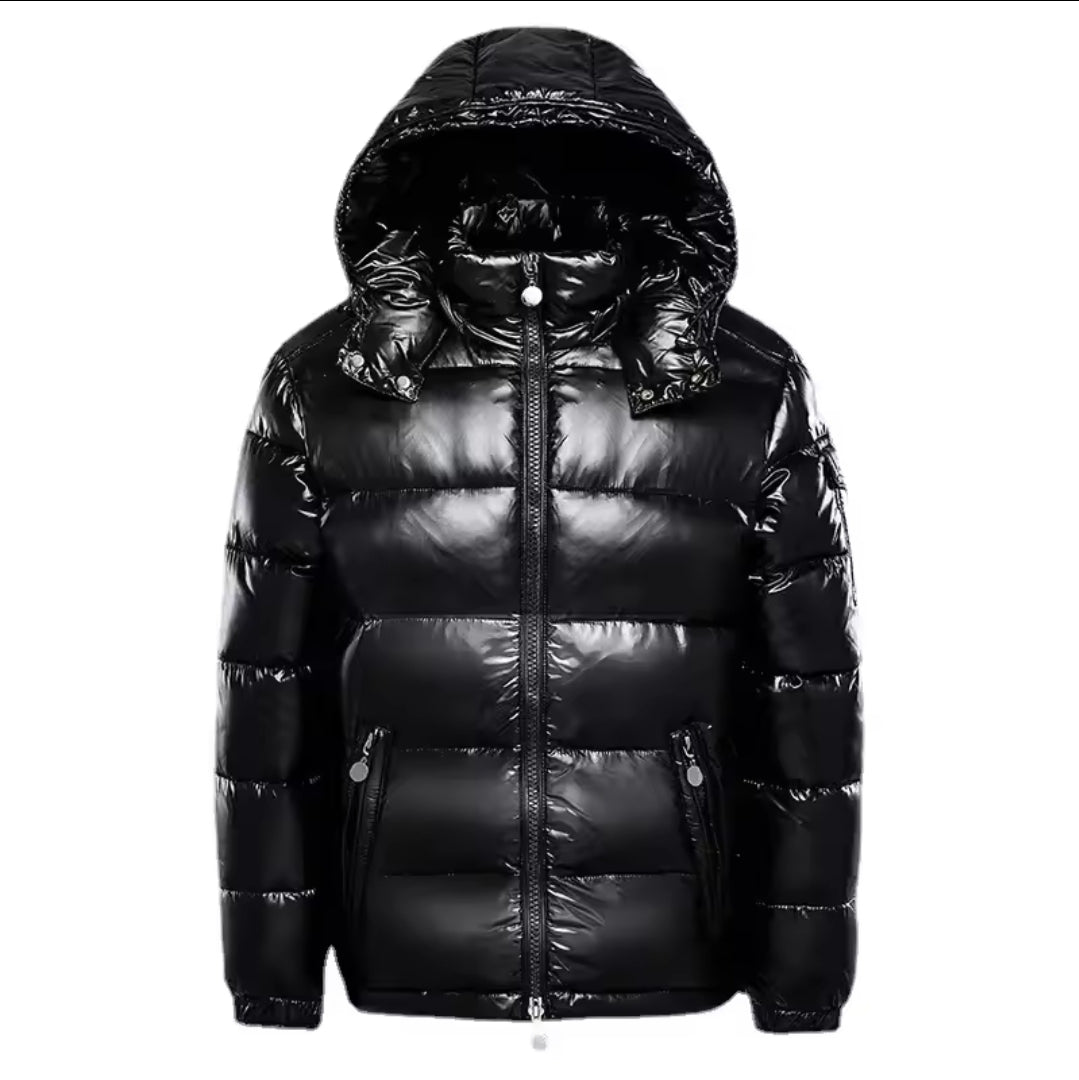 Men’s Waterproof Glossy Down Jacket – Lightweight Winter Parka